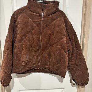 Love Tree Brown Corduroy Puffer Jacket